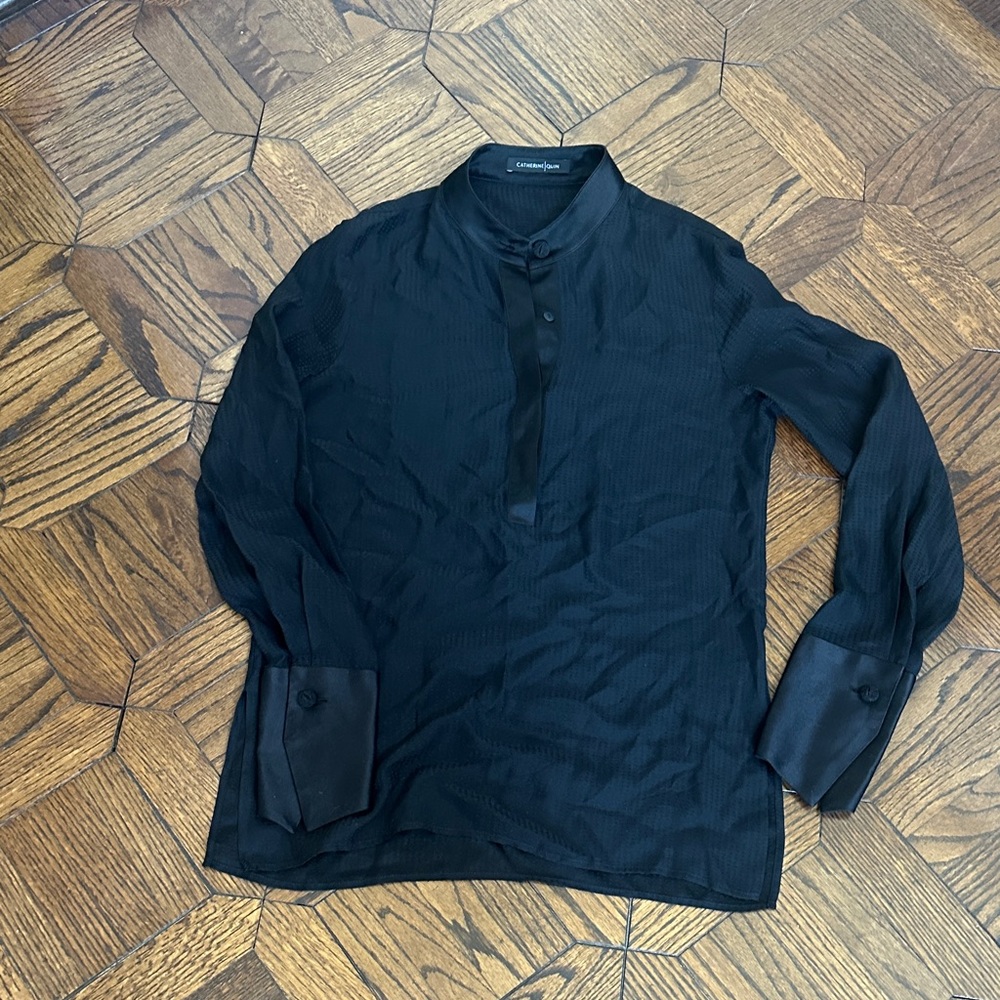 Catherine Quin Silk Utility Long Sleeve Blouse